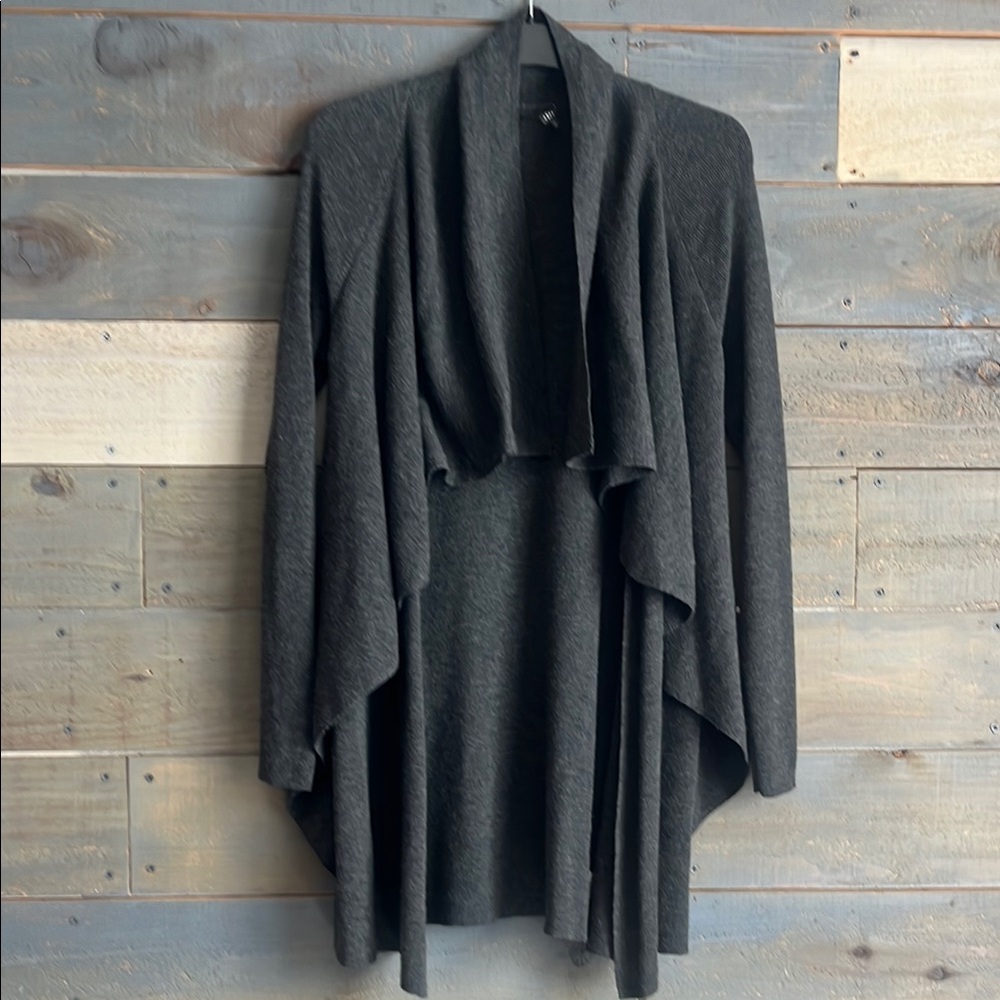 Theory Women's Charcoal Gray Wool Cardigan Open Front Size L